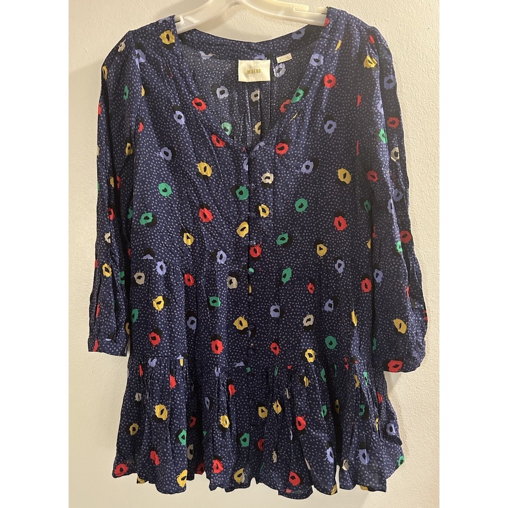Anthropologie MAEVE Tunic Women's Lila Tiered Retro Polka Dots Tunic‎ Sz M